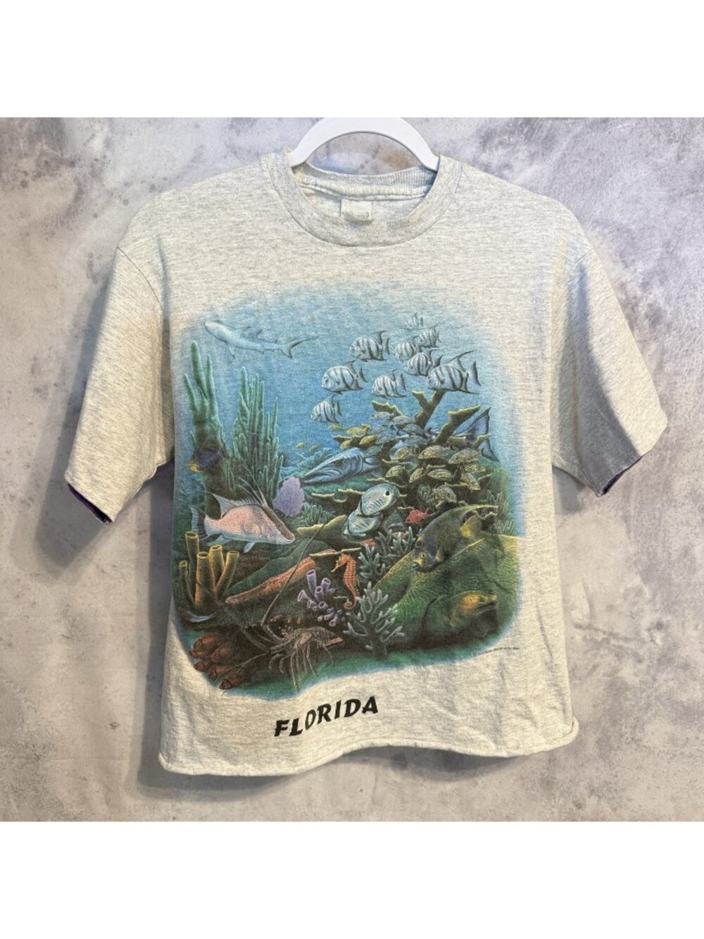 Vintage Florida Under Sea Ocean Life T Shirt Mens Medium M Cropped 90s